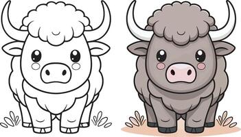 un dibujos animados vaca con un grande cuerno vector