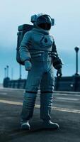 astronaut in space suit on the road bridge video