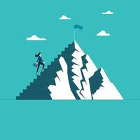 Businesswoman climbing mountains go to success vector