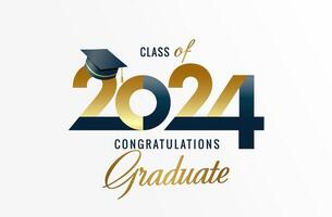 Class of 2024, congratulations graduate school banner. Greeting card design vector