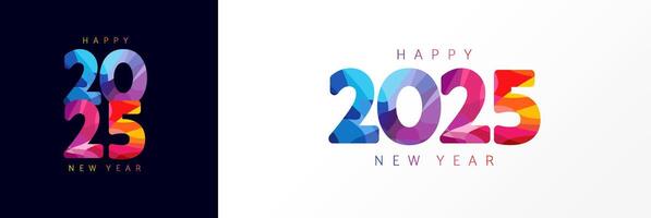 Set of colorful 2025. Happy New Year number logo concept. Postcard design. Web icon vector