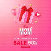 Mother's Day sale banner design with 3D graphic elements vector