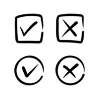 Tick and cross signs. Checkmark OK and X icons. vector