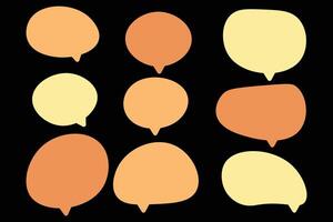 Set speech bubbles on black background. chat box or chat square and doodle message or communication icon Cloud speaking for comics and minimal message dialog vector