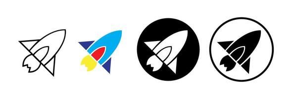 Rocket icon. spaceship launch. startup icon set vector