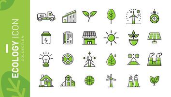 Green Ecology icon set related to ecology and nature vector