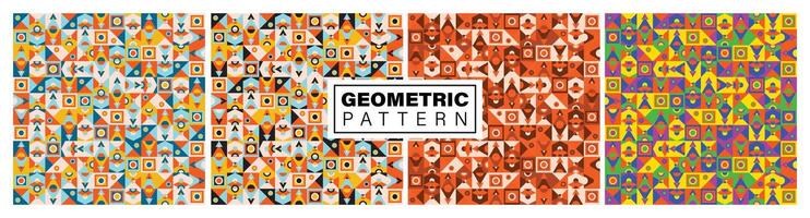 Modern pattern with geometric shapes, geometry graphics and abstract background set. Geometry grid pattern banner illustration vector