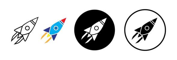 Rocket icon. spaceship launch. startup icon set vector