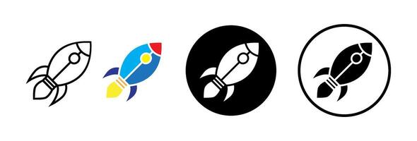 Rocket icon. spaceship launch. startup icon set vector