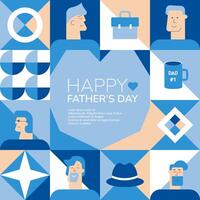 Father's Day poster, greeting card, banner, label, sale promotion template, cover in geometric style. vector