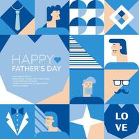 Father's Day poster, greeting card, banner, label, sale promotion template, cover in geometric style. vector