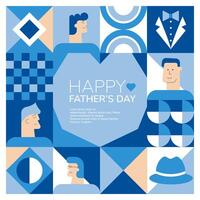 Father's Day poster, greeting card, banner, label, sale promotion template, cover in geometric style. vector