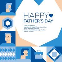 Father's Day poster, greeting card, banner, label, sale promotion template, cover in geometric style. vector