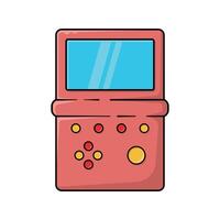 retro juego consola icono en dibujos animados estilo en un blanco antecedentes. antiguo estilo diseño para tecnología concepto y tema vector