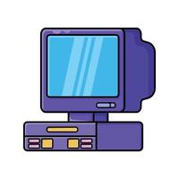 Vintage personal computer with cpu and monitor. Old style retro technology design element vector