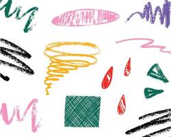 set of hand drawn style scribble brush and geometry vector