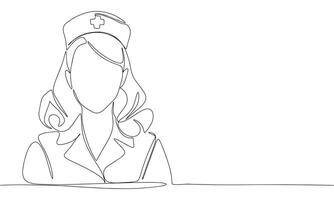 Nurse one line continuous. Line art nurse silhouette. Hand drawn art. vector