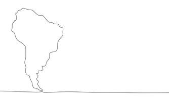 South America one line continuous. Line art South America silhouette. Hand drawn art. vector