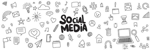 Social Media doodle icon sets. Hand drawn art. vector