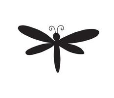Hand drawn doodle sketch dragonfly silhouette vector