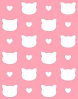 Seamless pattern of cat head and heart vector