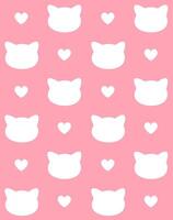 Seamless pattern of cat head and heart vector