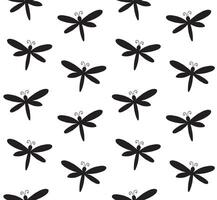 Seamless pattern of dragonfly silhouette vector