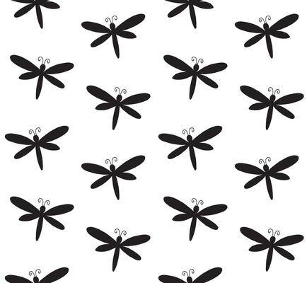 Seamless pattern of dragonfly silhouette