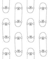 Seamless pattern of sketch skateboard vector