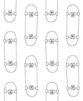 Seamless pattern of sketch skateboard vector