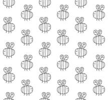 Seamless pattern of sketch bumblebee vector