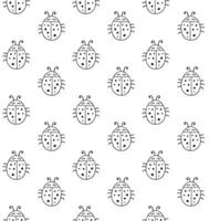 Seamless pattern of doodle sketch ladybug vector