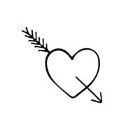 hand drawn doodle sketch heart with arrow vector