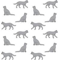 Seamless pattern of flat hand drawn cat vector