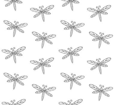 Seamless pattern of sketch dragonfly vector