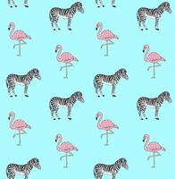 seamless pattern of zebra and flamingo vector