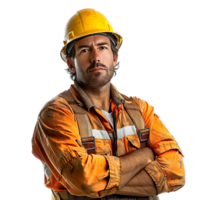 Construction worker crossed arms on isolated transparent background png