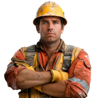 Construction worker crossed arms on isolated transparent background png