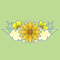 sunflower with garden logo ornament design vector