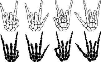 metal hand sign skeleton set illustration isolated background vector