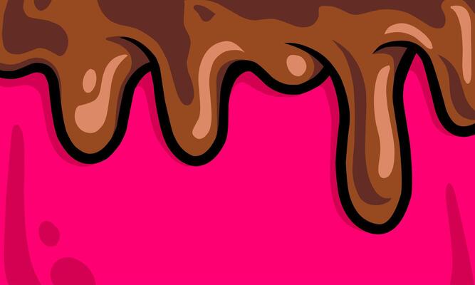 Strawberry Ice Cream Background with Melting Chocolate