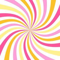 Starburst candy colors swirl. Sun rays background. Radial swirl abstract colorful lines vector