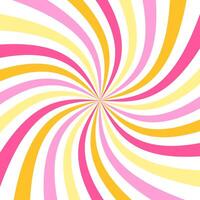 Starburst candy colors swirl. Sun rays background. Radial swirl abstract colorful lines vector