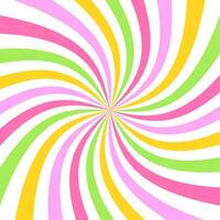 Starburst candy colors swirl. Sun rays background. Radial swirl abstract colorful lines vector