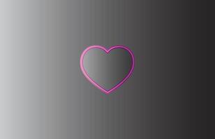 Pink heart shape light button on dark silver metal surface background, button vector