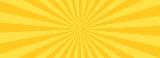 Yellow banner with Sun rays, lines background, light vector