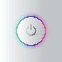 Colorful power button background icon on silver background vector