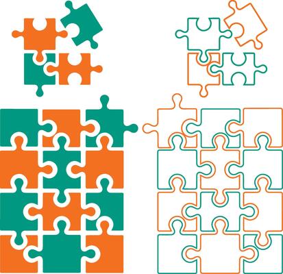 Puzzle pieces illustration two variants