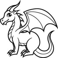 Dragon coloring pages. Dragons animal line art vector