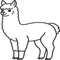 Alpaca coloring pages. Alpaca animal outline for coloring book. Animals Line Art vector